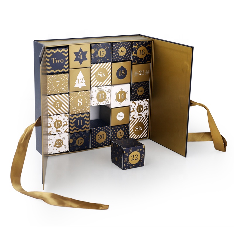 Black Gold X'mas Calendar Box with Offset Printing