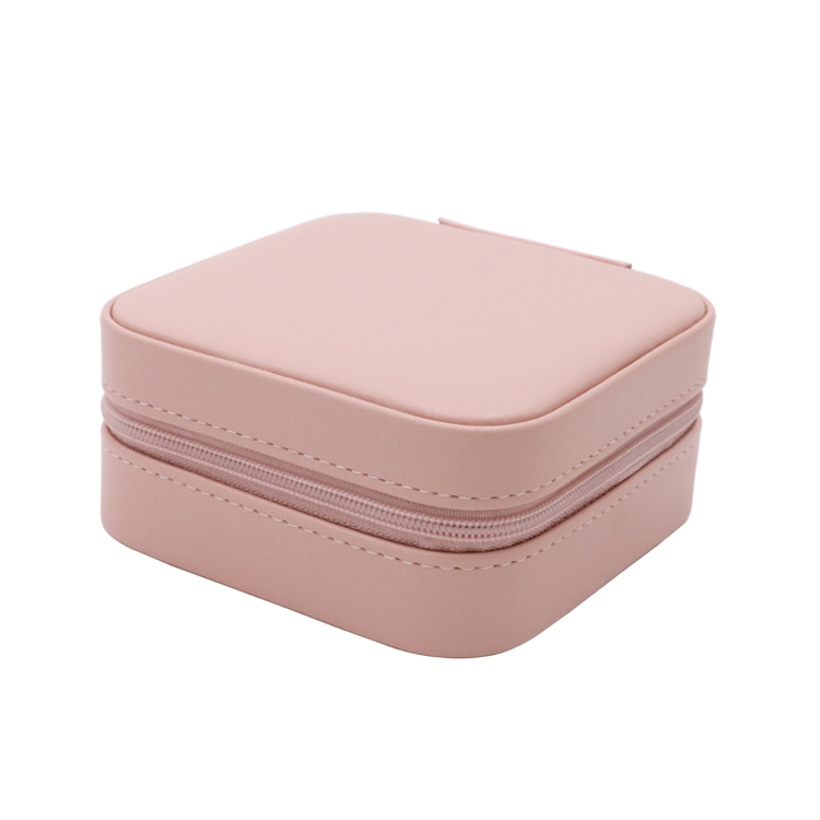 Small Square Shape PU Jewelry Box with Zipper