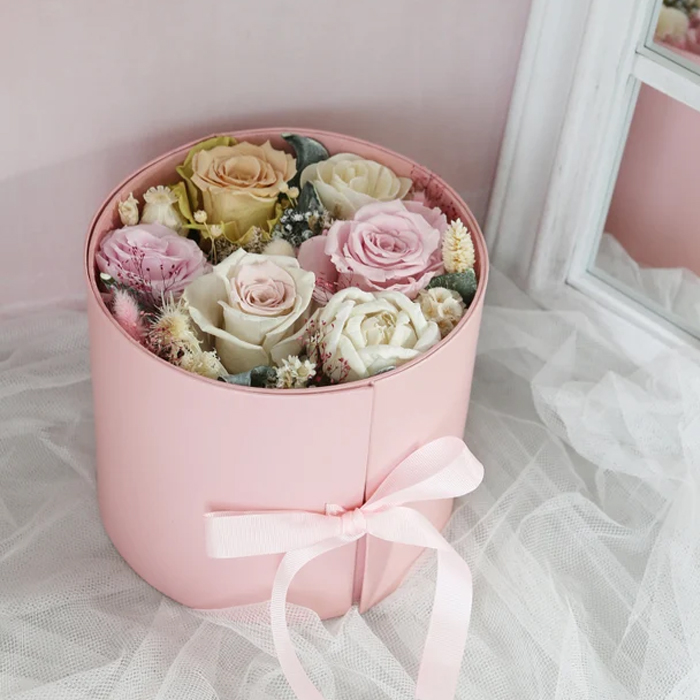 Double Layer Round Flower Box with Top Window