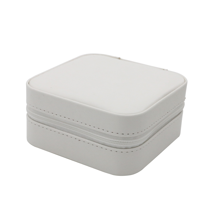 Small Square Shape PU Jewelry Box with Zipper