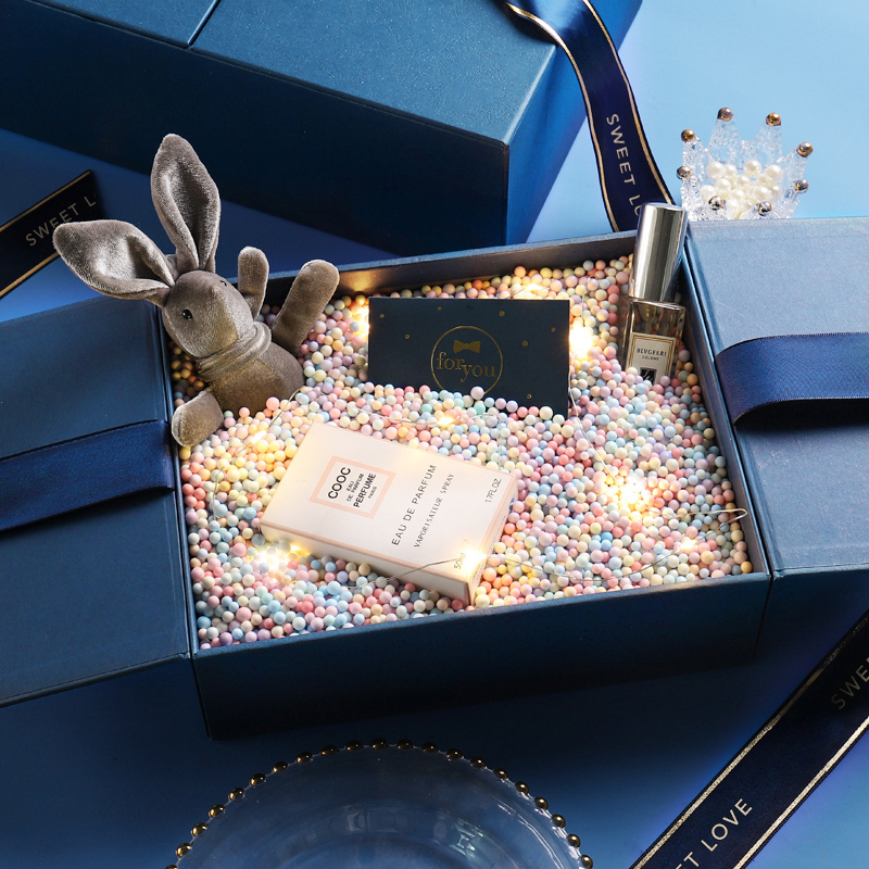 Blue Door Open Box with Ribbon