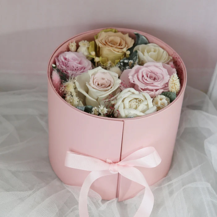 Double Layer Round Flower Box with Top Window