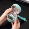 Round PU Jewelry Box with Zipper & Tassel