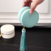 Round PU Jewelry Box with Zipper & Tassel