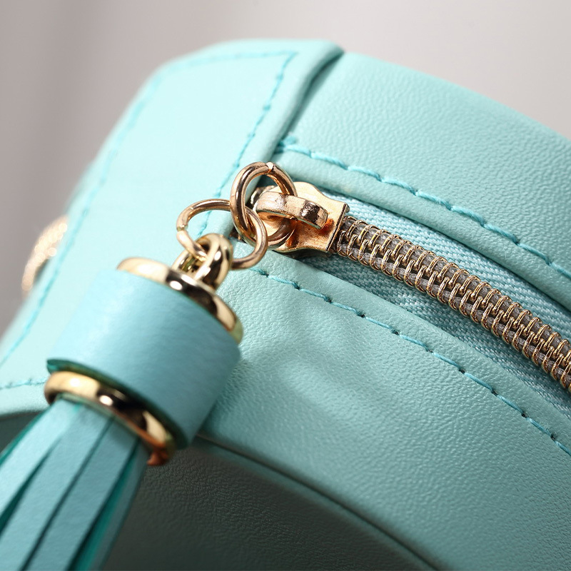 Round PU Jewelry Box with Zipper & Tassel