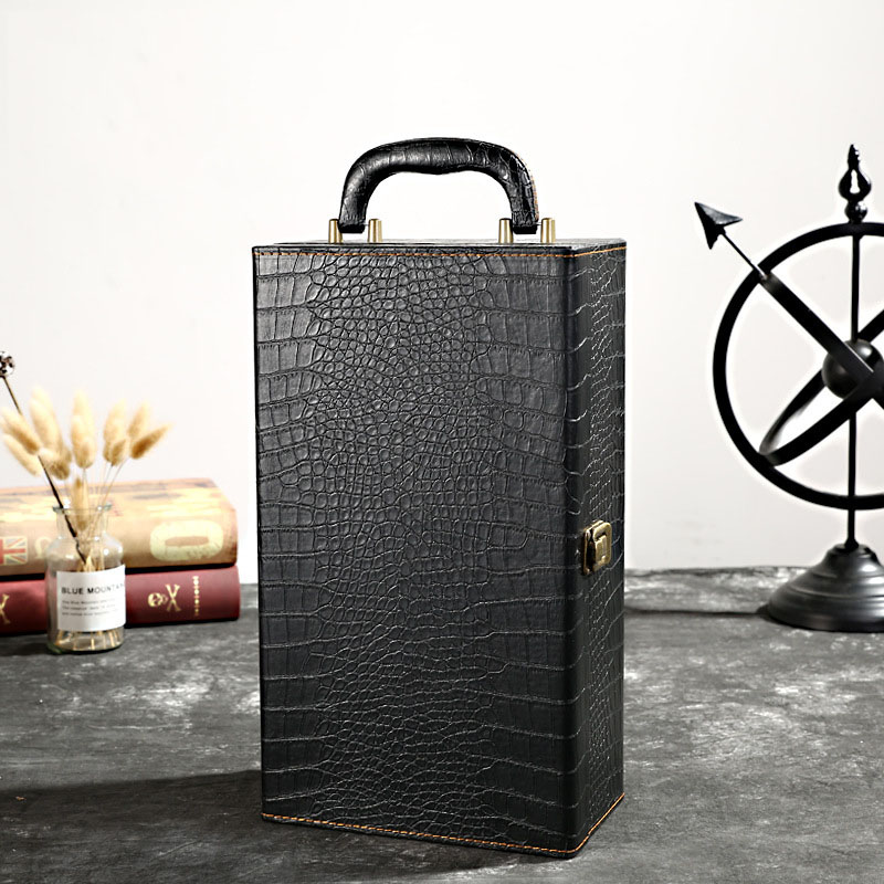 PU Wine Gift Box with Handle for Two Bottles