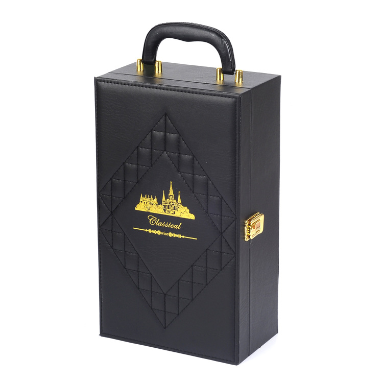 PU Wine Gift Box with Gold Stamping Logo