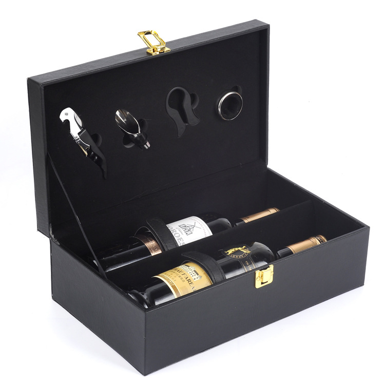 PU Wine Gift Box with Gold Stamping Logo