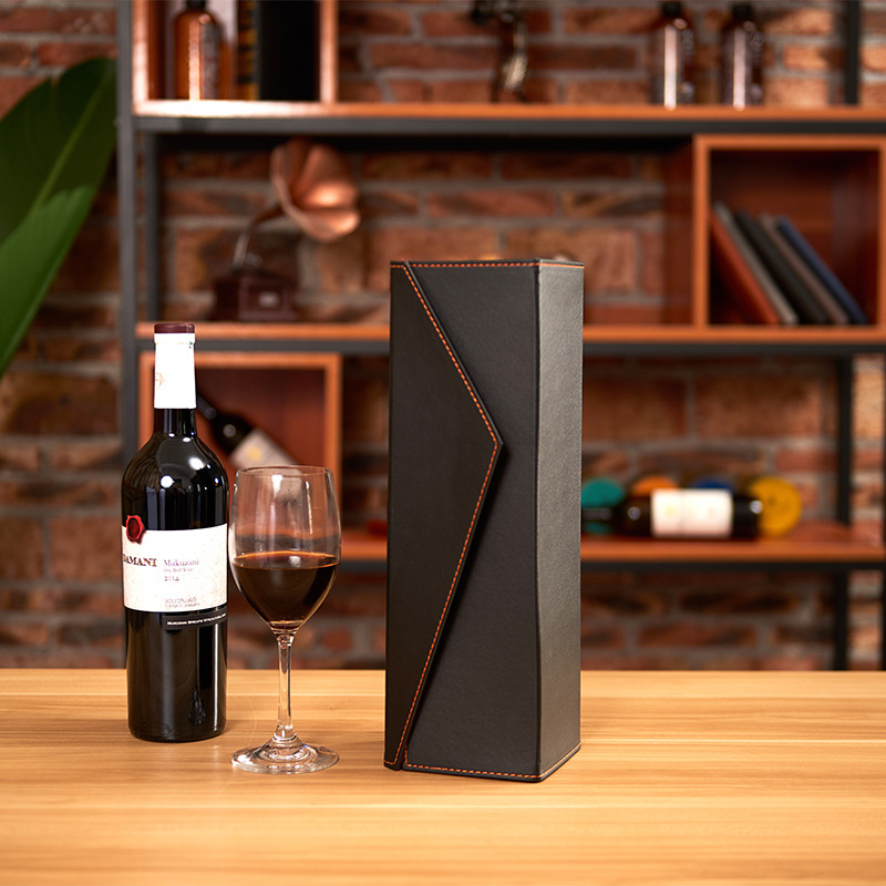Folding PU Wine Gift Box for One Bottle