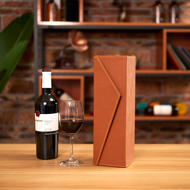 Folding PU Wine Gift Box for One Bottle