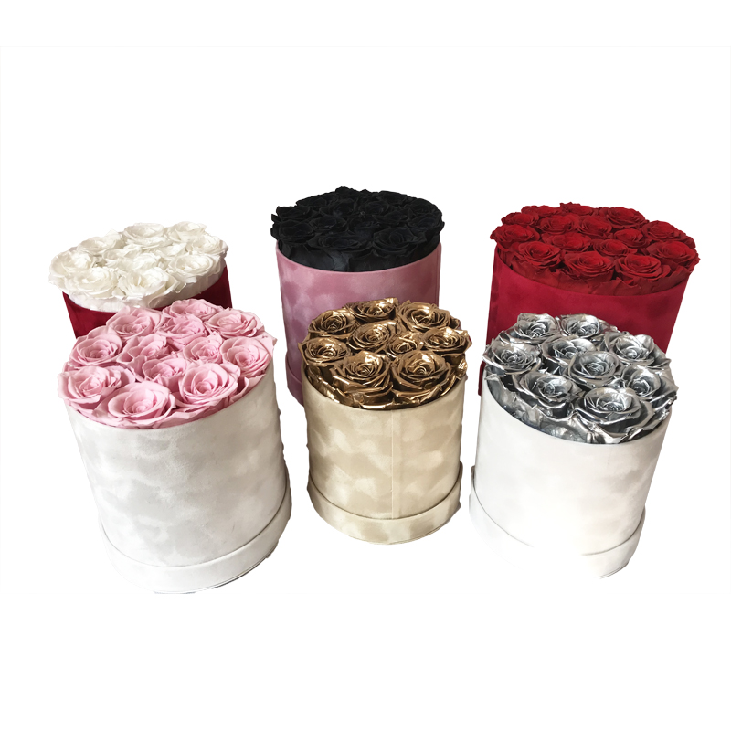 Velvet Round Flower Box with Multiple Color Choice
