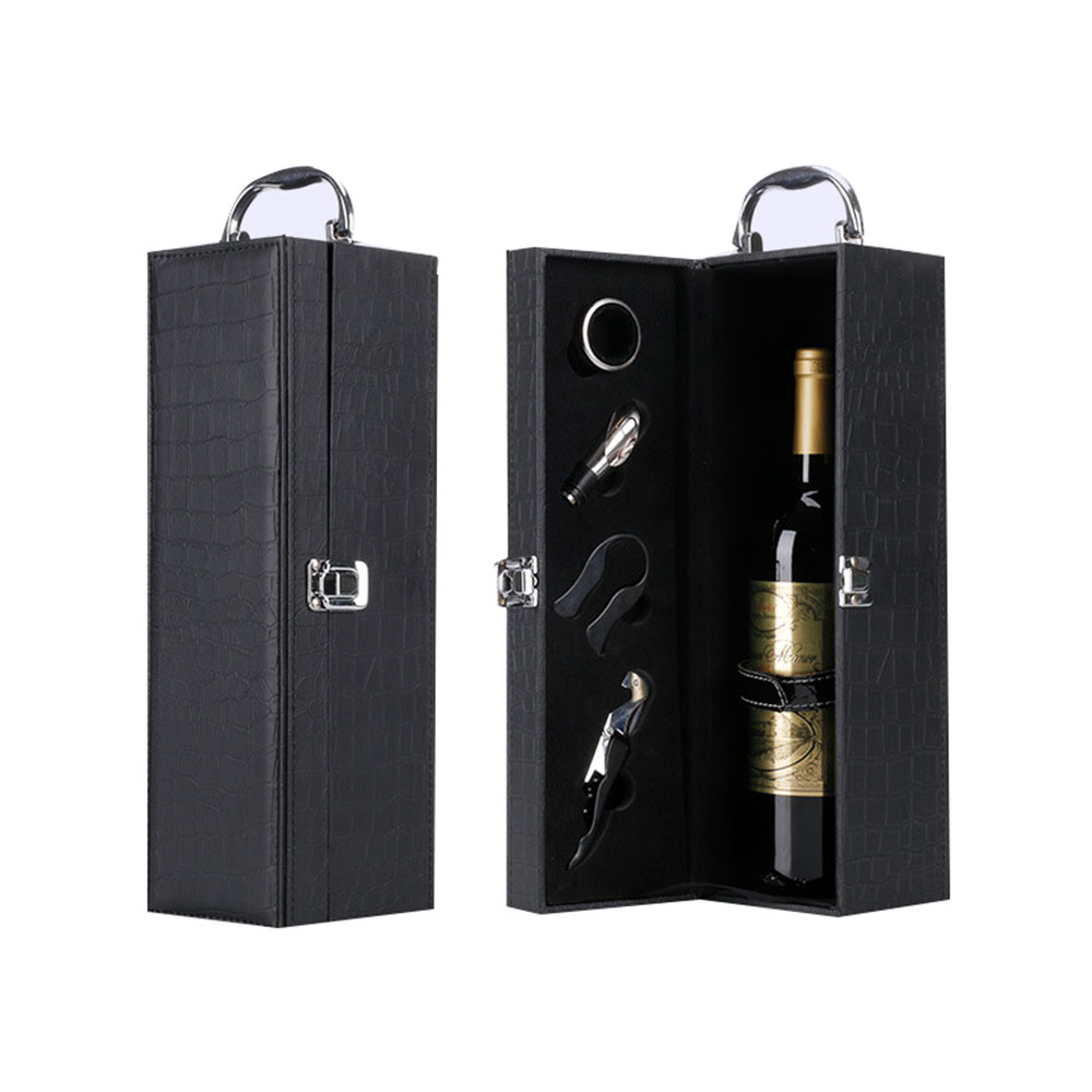 PU Wine Gift Box with Handle for One Bottle