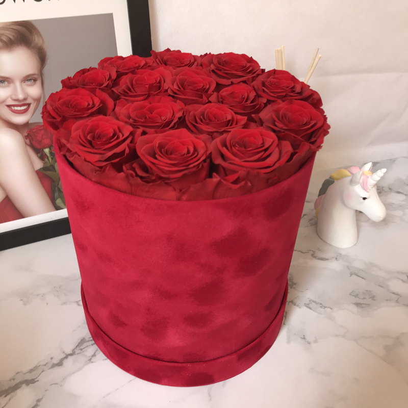 Velvet Round Flower Box with Multiple Color Choice