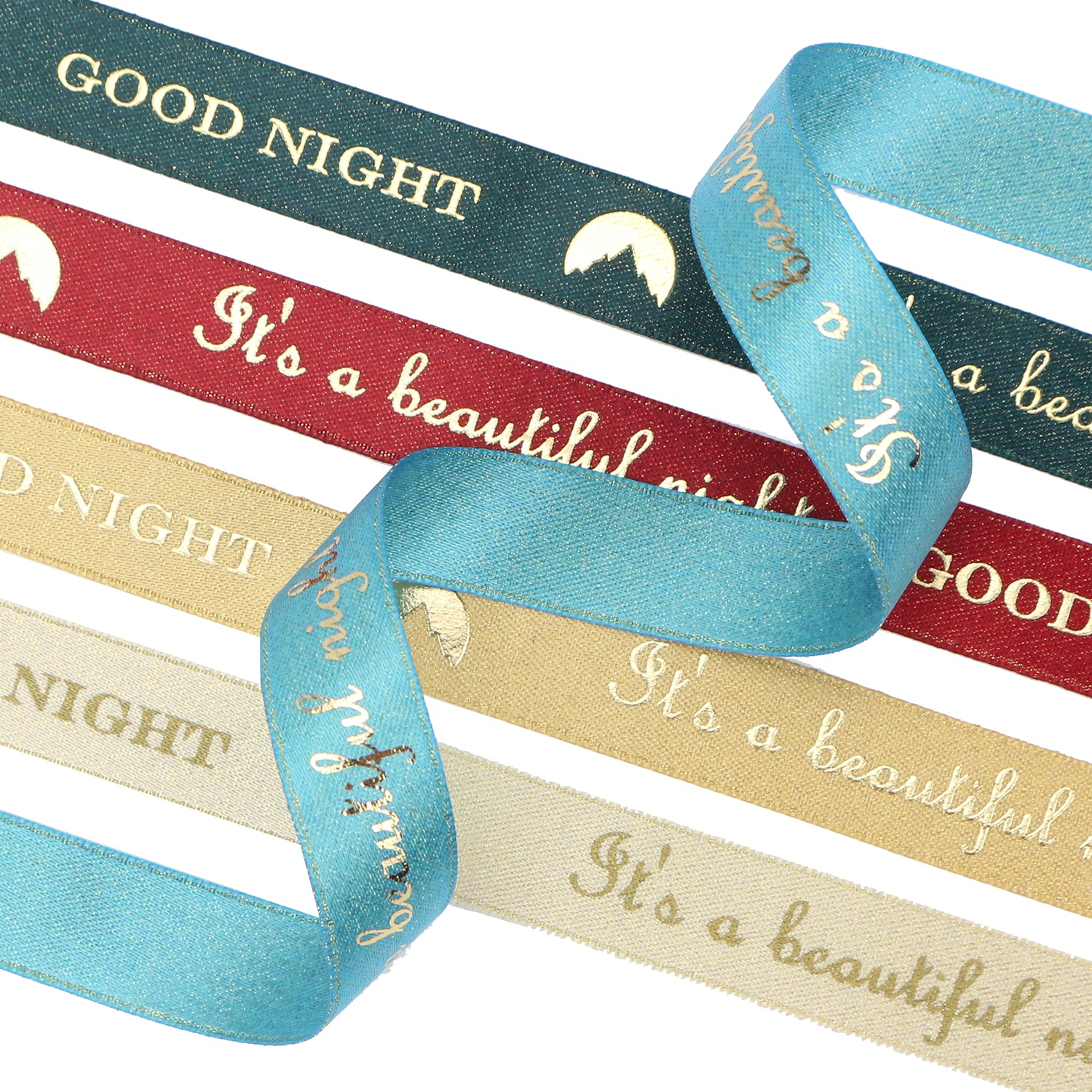 Colorful Custom Stamping Printing Ribbon Satin Rib