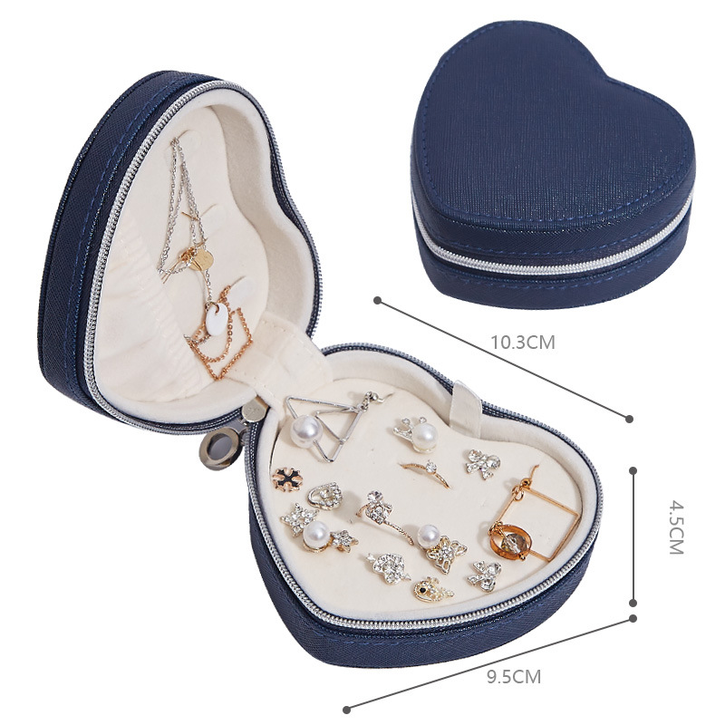 Heart Shape PU Jewelry Box with Gold Zipper