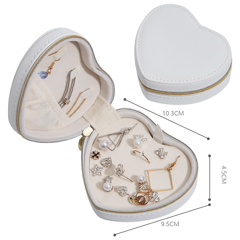 Heart Shape PU Jewelry Box with Gold Zipper
