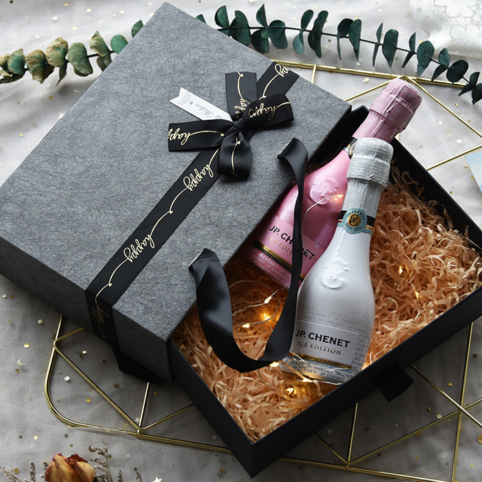 Grey Drawer Box with Ribbon Handles