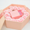 Hexagon Shape Flower Box with Ribbon