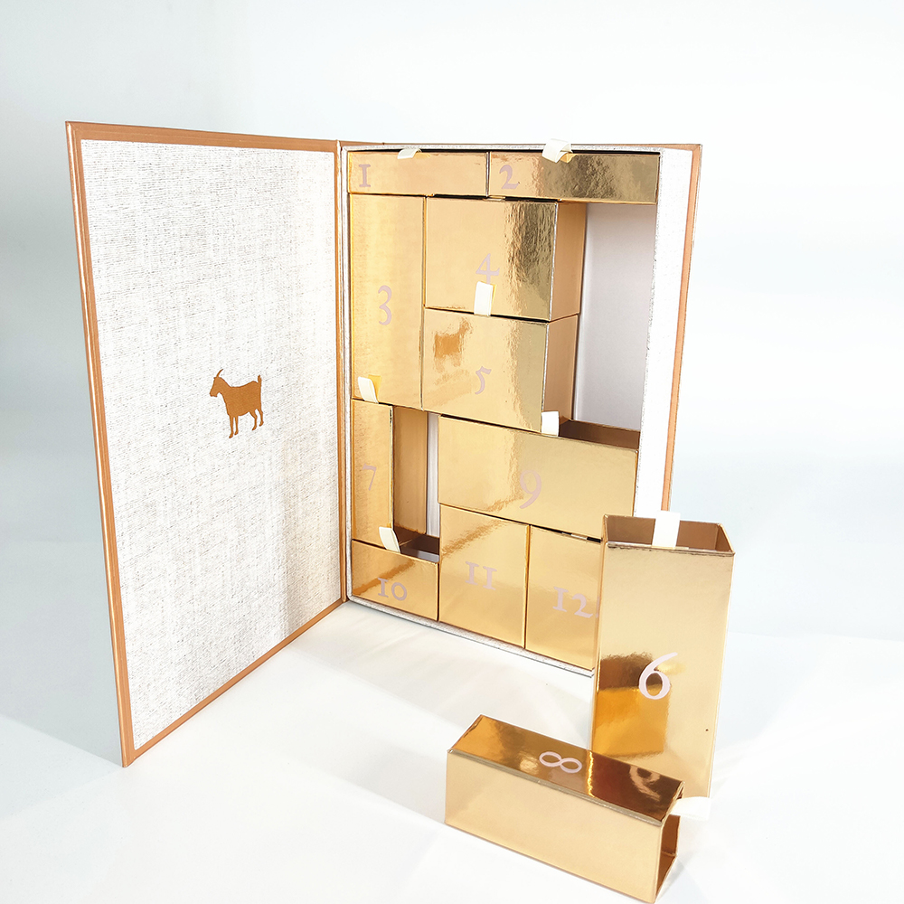 Book Style Calendar Box with Gold Shiny Paper