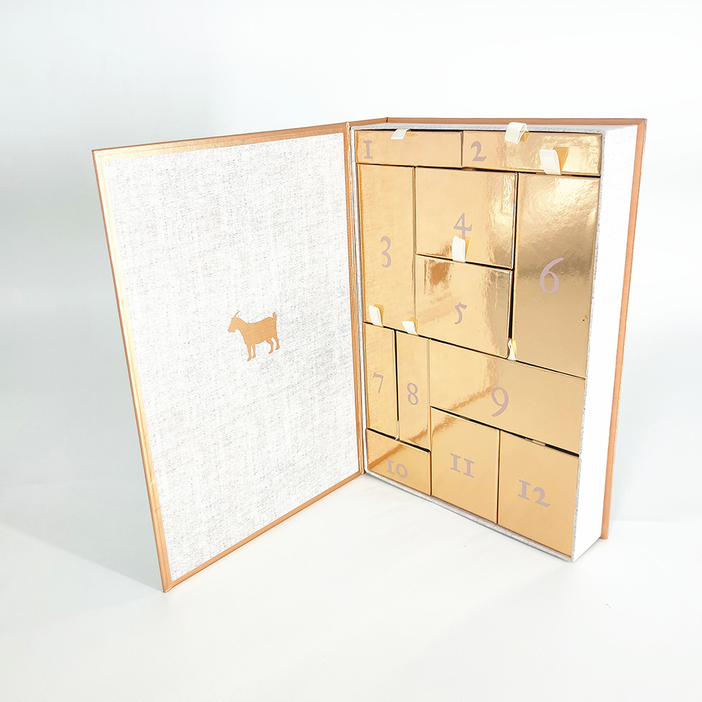 Book Style Calendar Box with Gold Shiny Paper