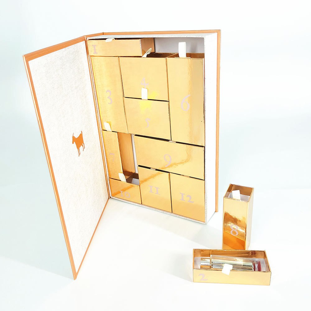 Book Style Calendar Box with Gold Shiny Paper