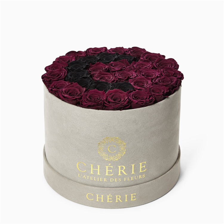 Black Round Flower Box with Gold Stamping Logo