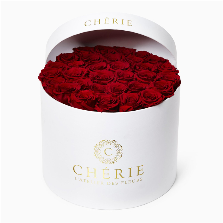 Black Round Flower Box with Gold Stamping Logo