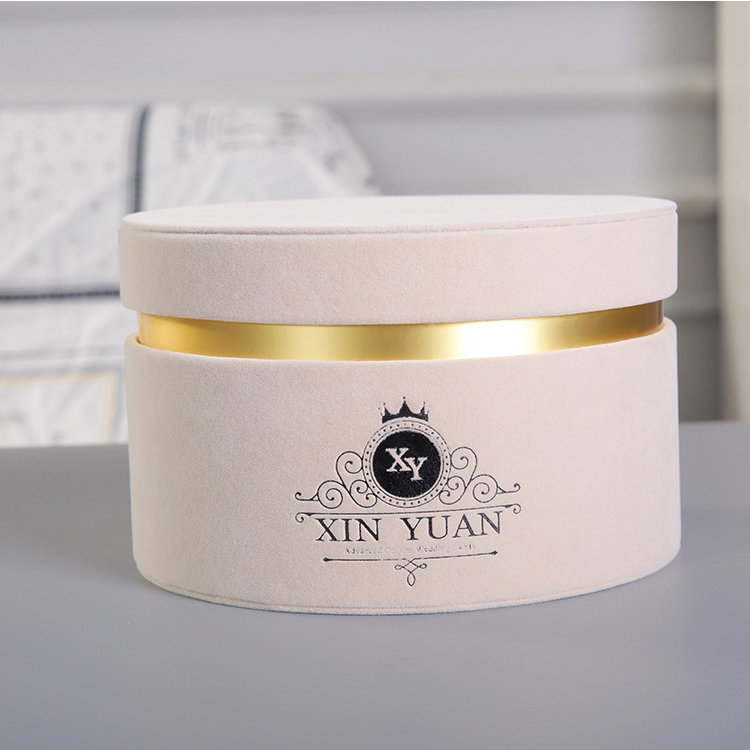 Velvet Round Flower Box with Gold Neck