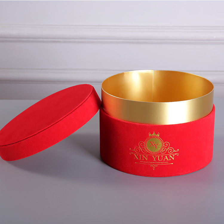 Velvet Round Flower Box with Gold Neck