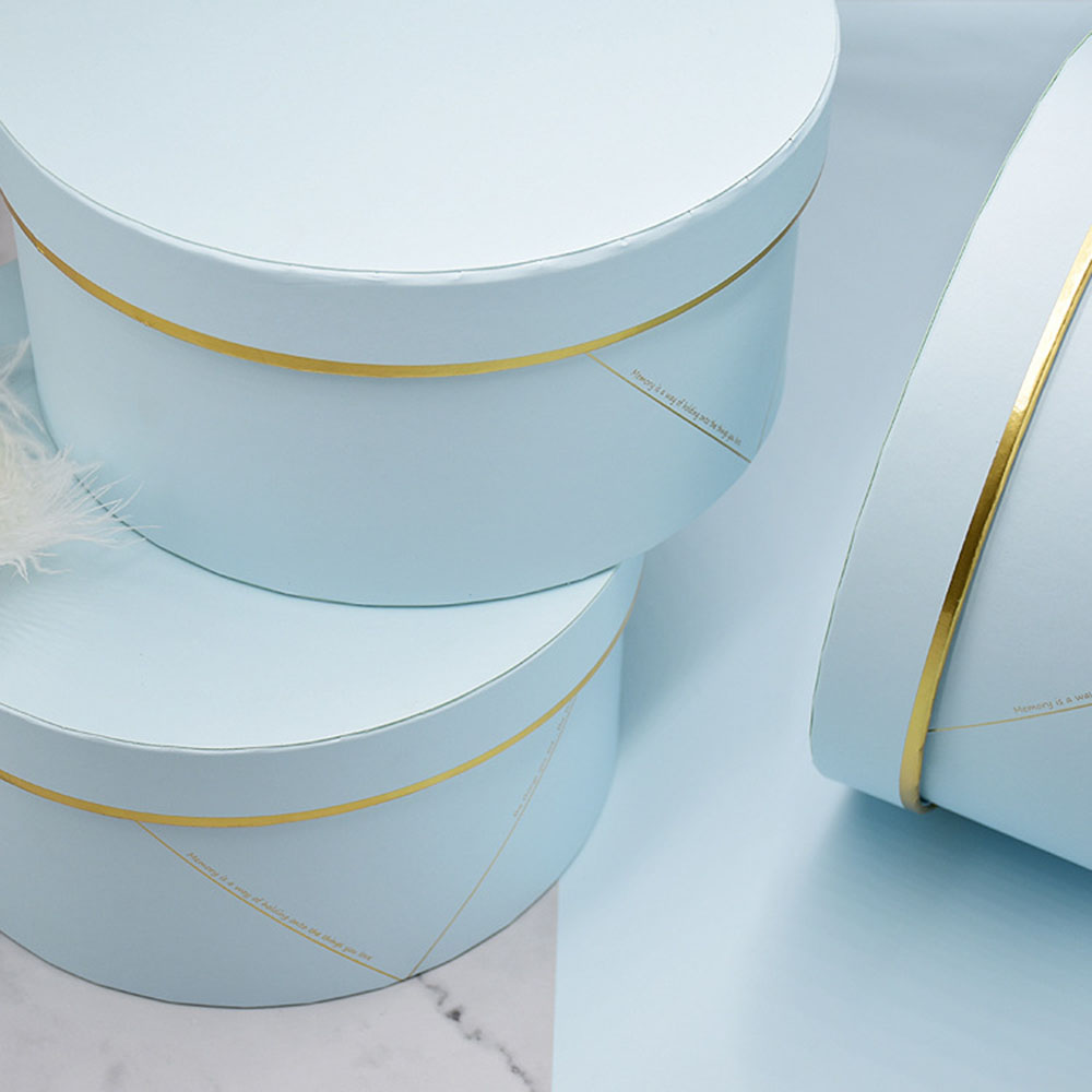 Colorful Round Gift Box with Gold Stamping Edges