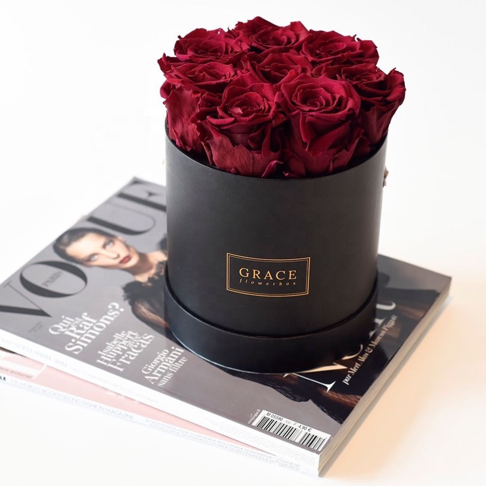 Colorful Round Flower Box with Ribbon Handle