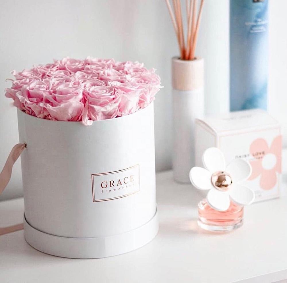 Colorful Round Flower Box with Ribbon Handle