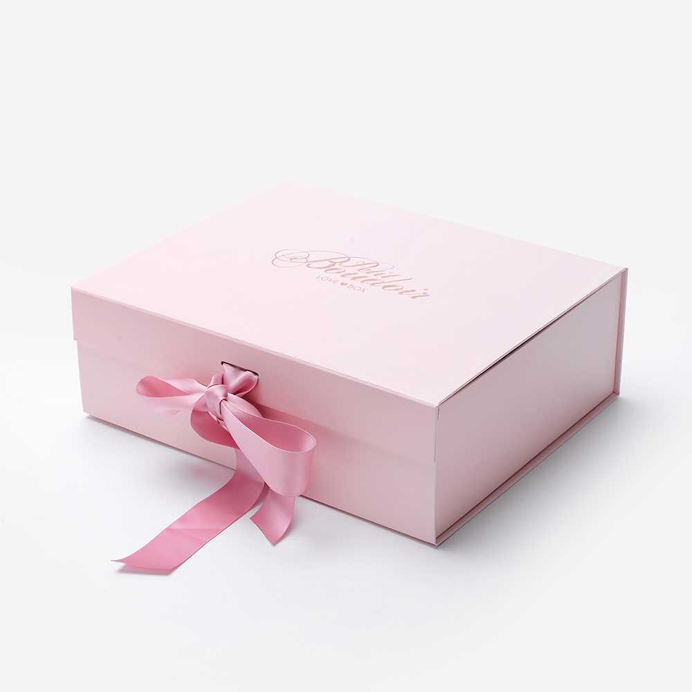 Pink Folding Box with Ribbon