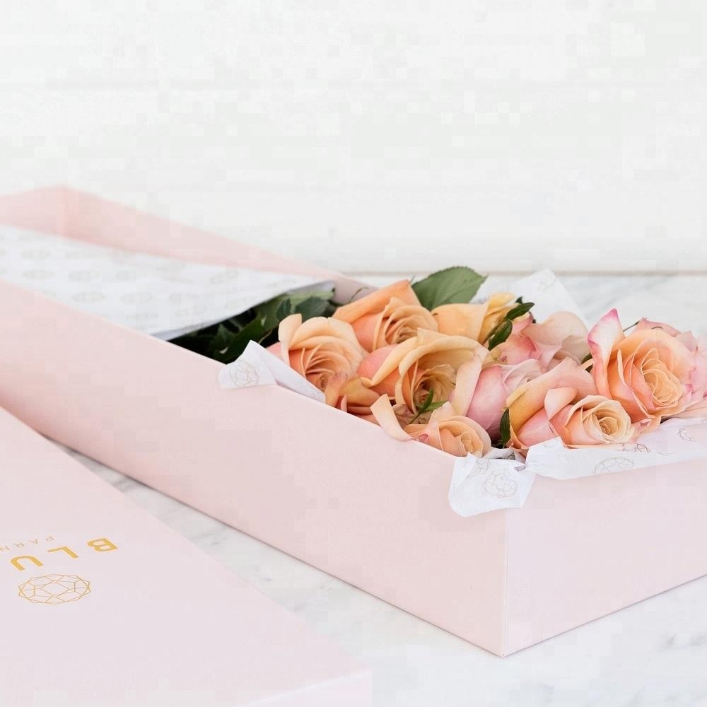 Detachable Lid Flower Gift Box with Gold Stamping