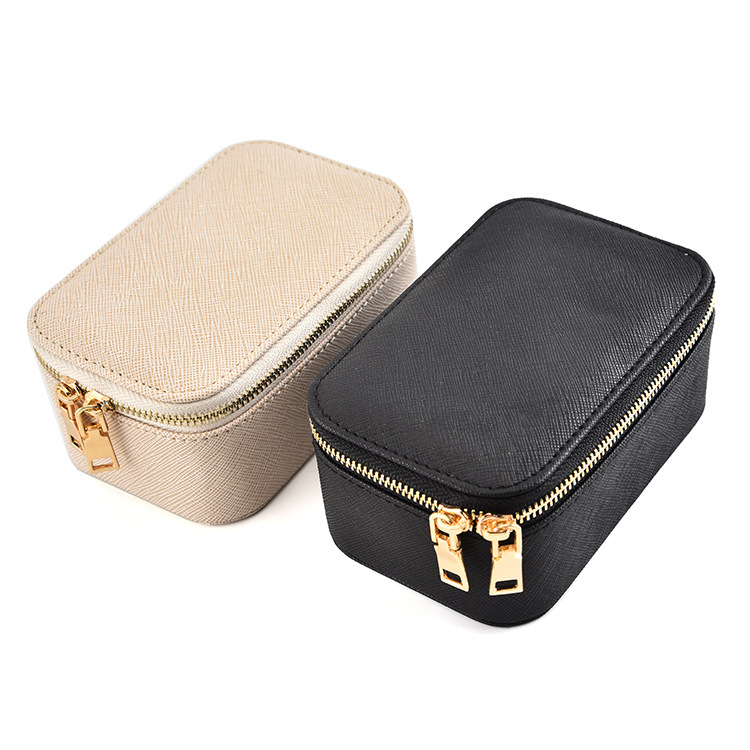 Small Rectangle Shape PU Jewelry Box with Zipper