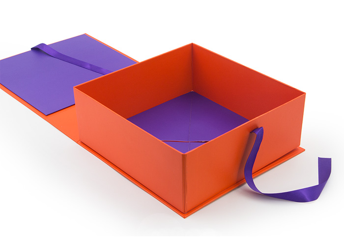 Side Folding Box with Orange Purple Printing