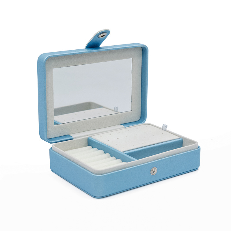 Rectangle Shape PU Jewelry Box with Mirror