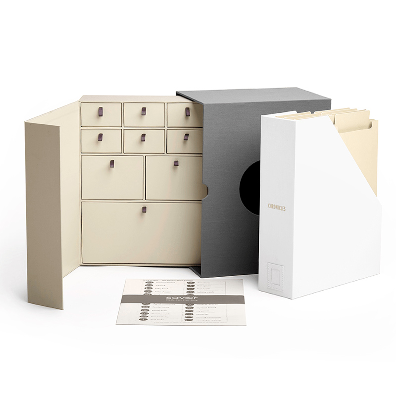 Functional Calendar Box with Multiple Drawers and File Holder