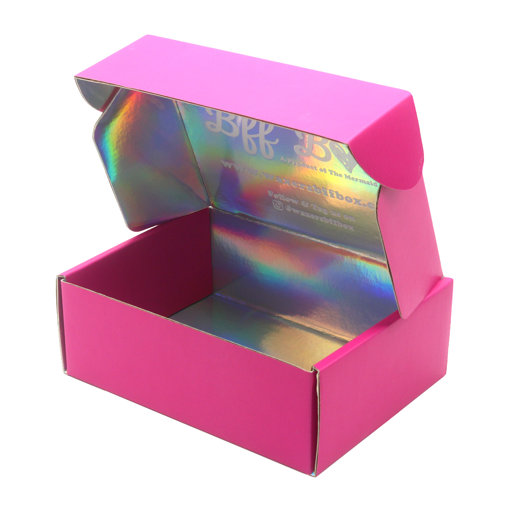 Mailer Box with Silver Iridescent Paper and Printing