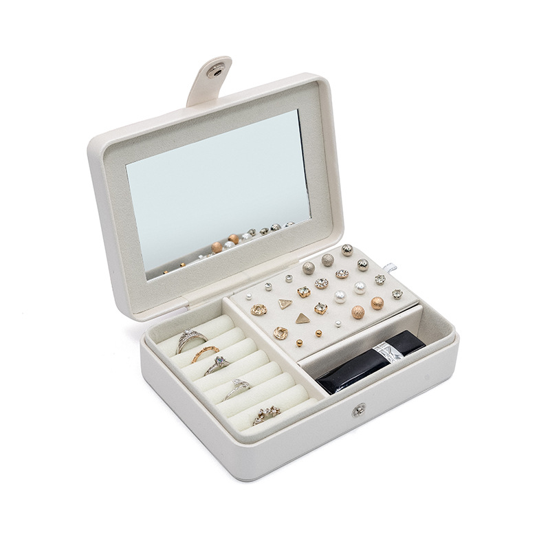Rectangle Shape PU Jewelry Box with Mirror