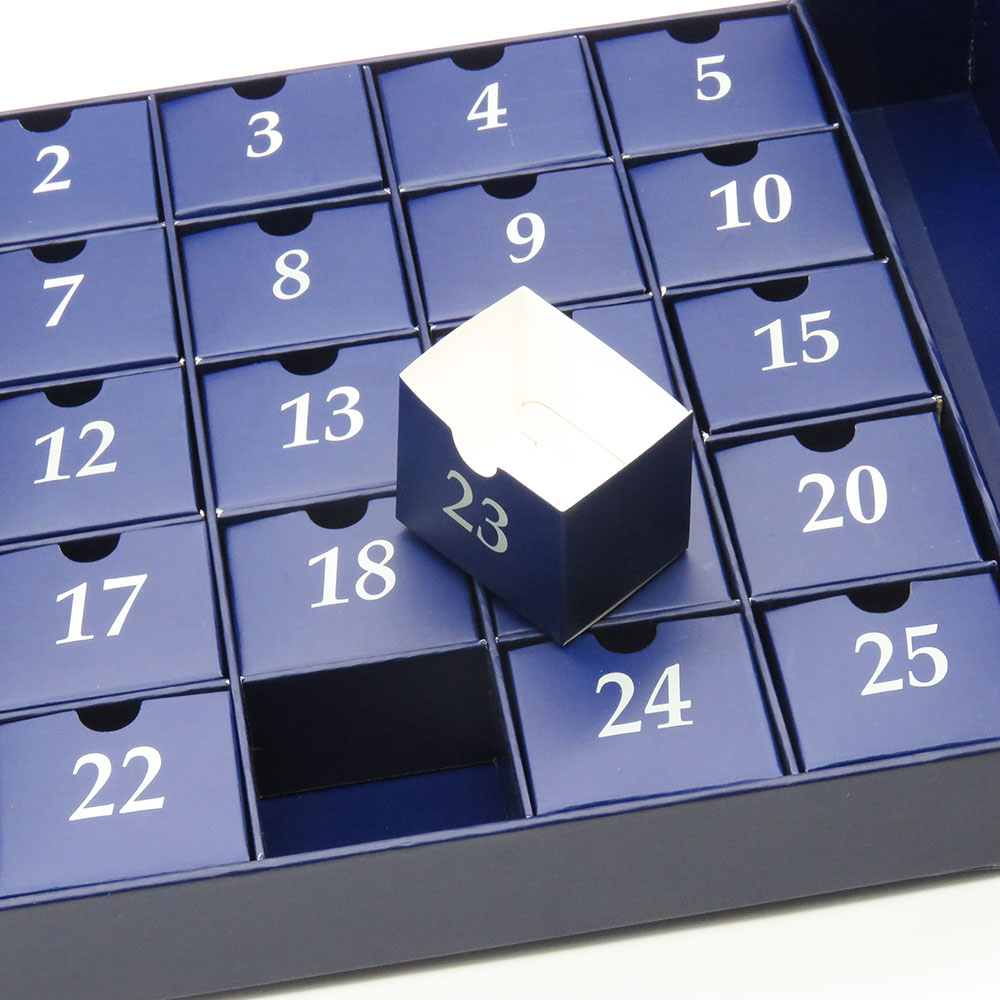 Calendar Box with Multiple Drawers and Silver Card Printing