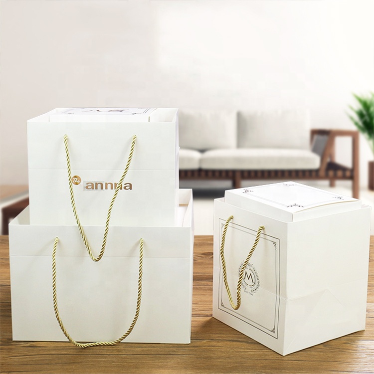 Square Big Size Shopping Paper Bag for Cake