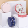 Small Round Shape PU Jewelry Box with Zipper