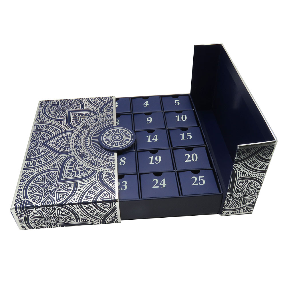 Calendar Box with Multiple Drawers and Silver Card Printing
