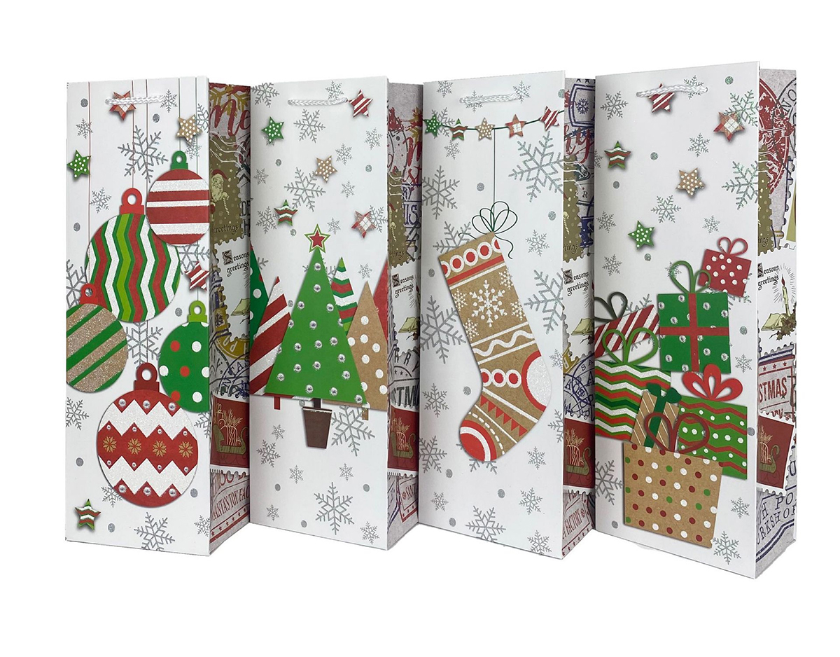 X'mas Shopping Paper Bag for Wine
