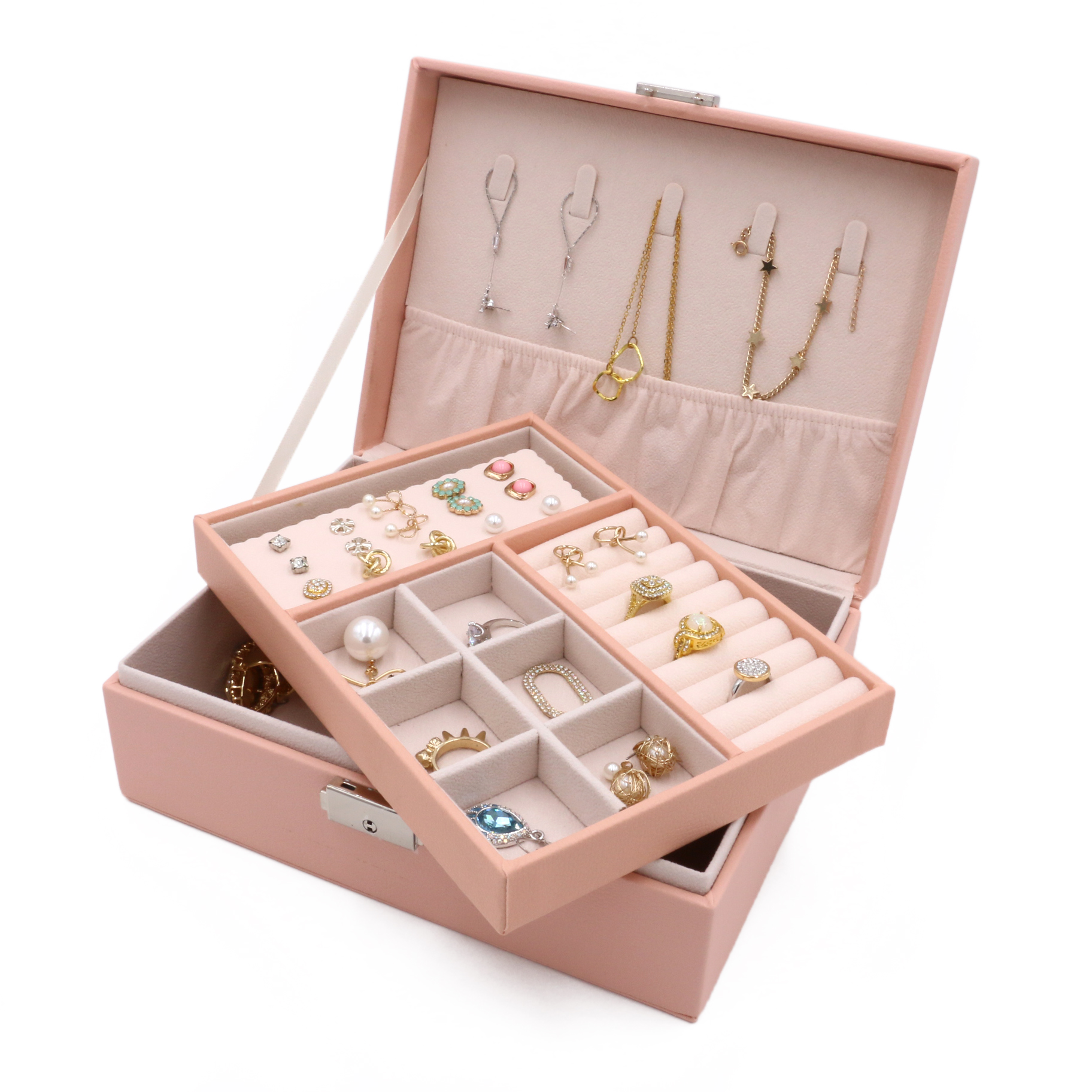 Square Shape PU Jewelry Box with Insert