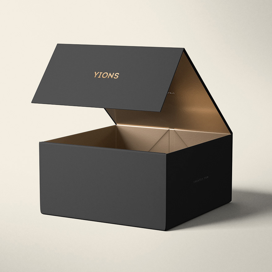 Black Folding Box with Gold Paper Inside
