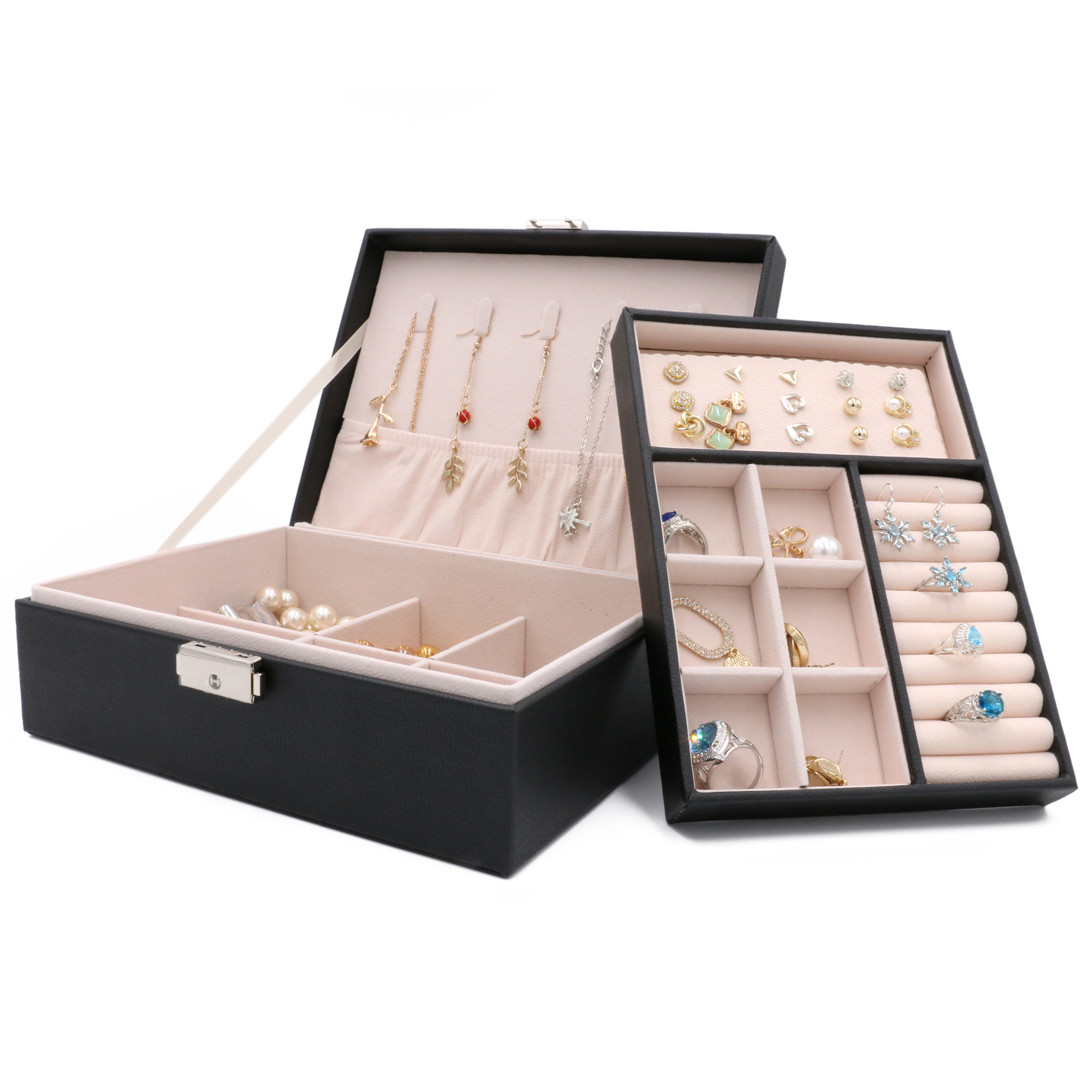 Square Shape PU Jewelry Box with Insert