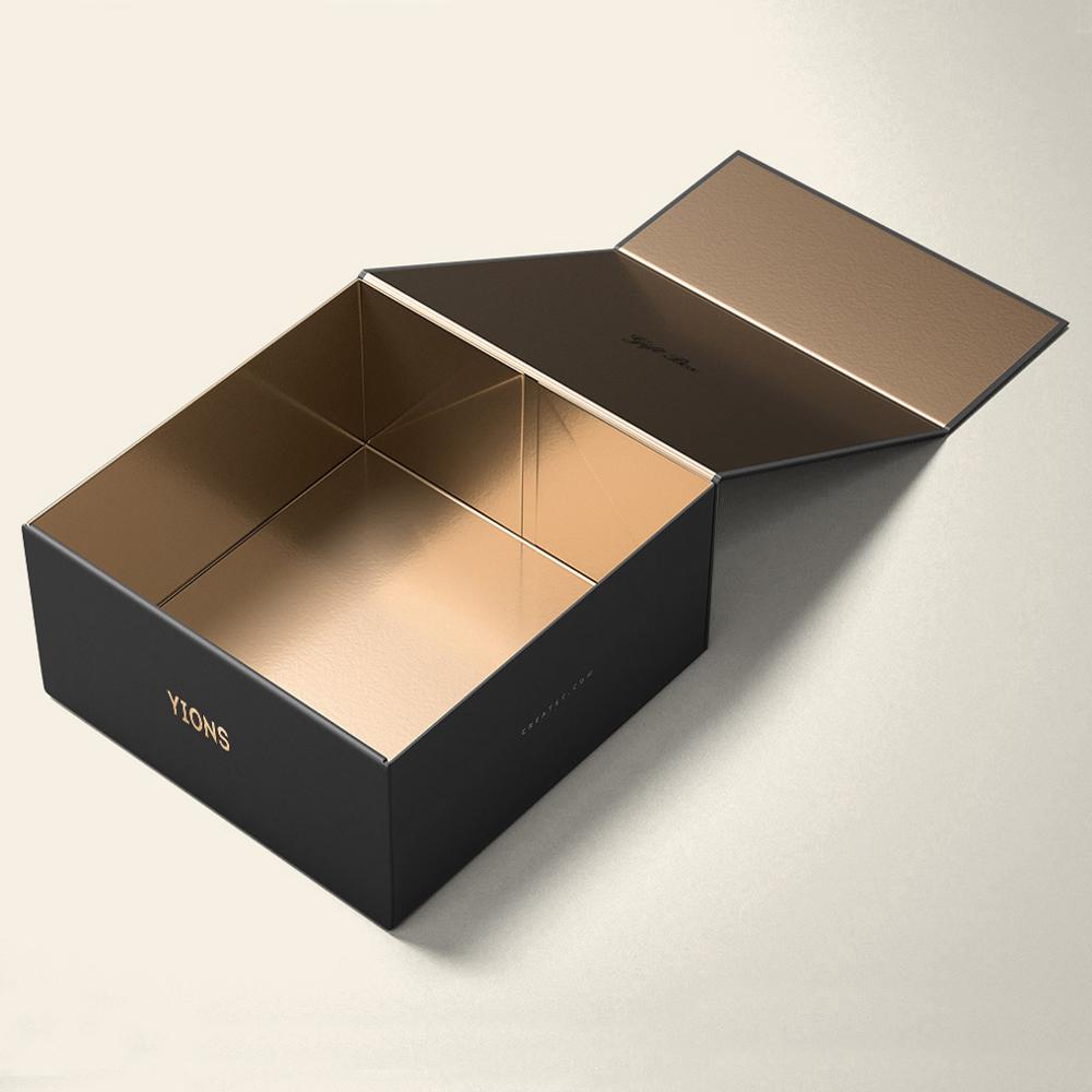 Black Folding Box with Gold Paper Inside