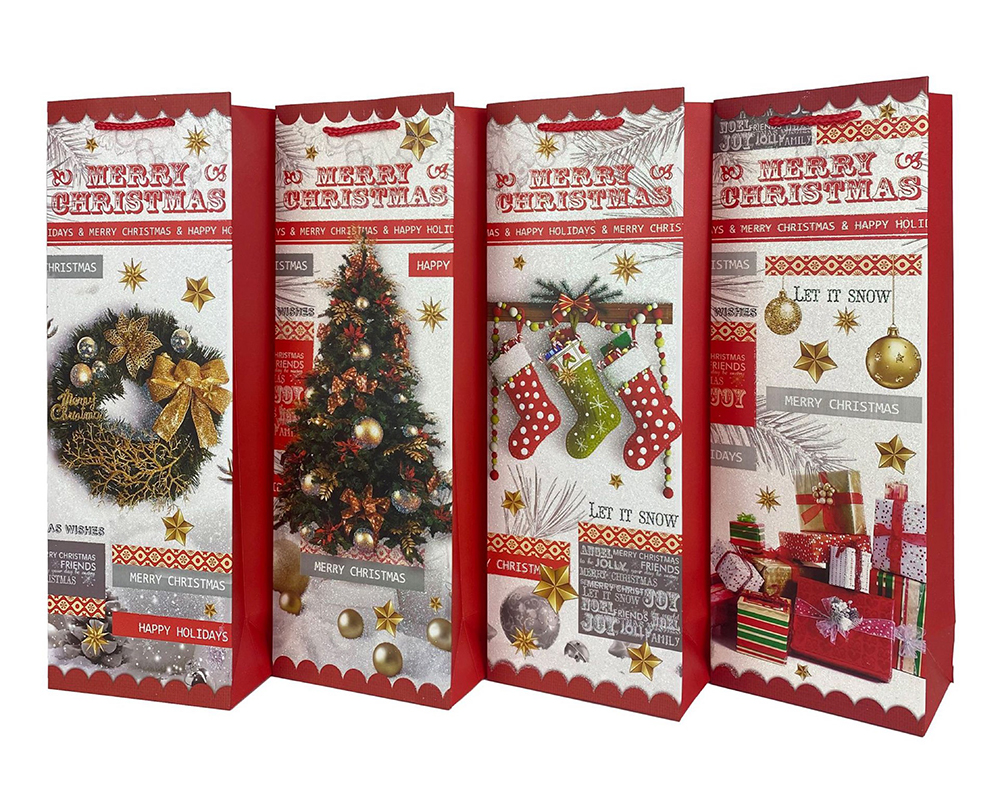 X'mas Shopping Paper Bag for Wine